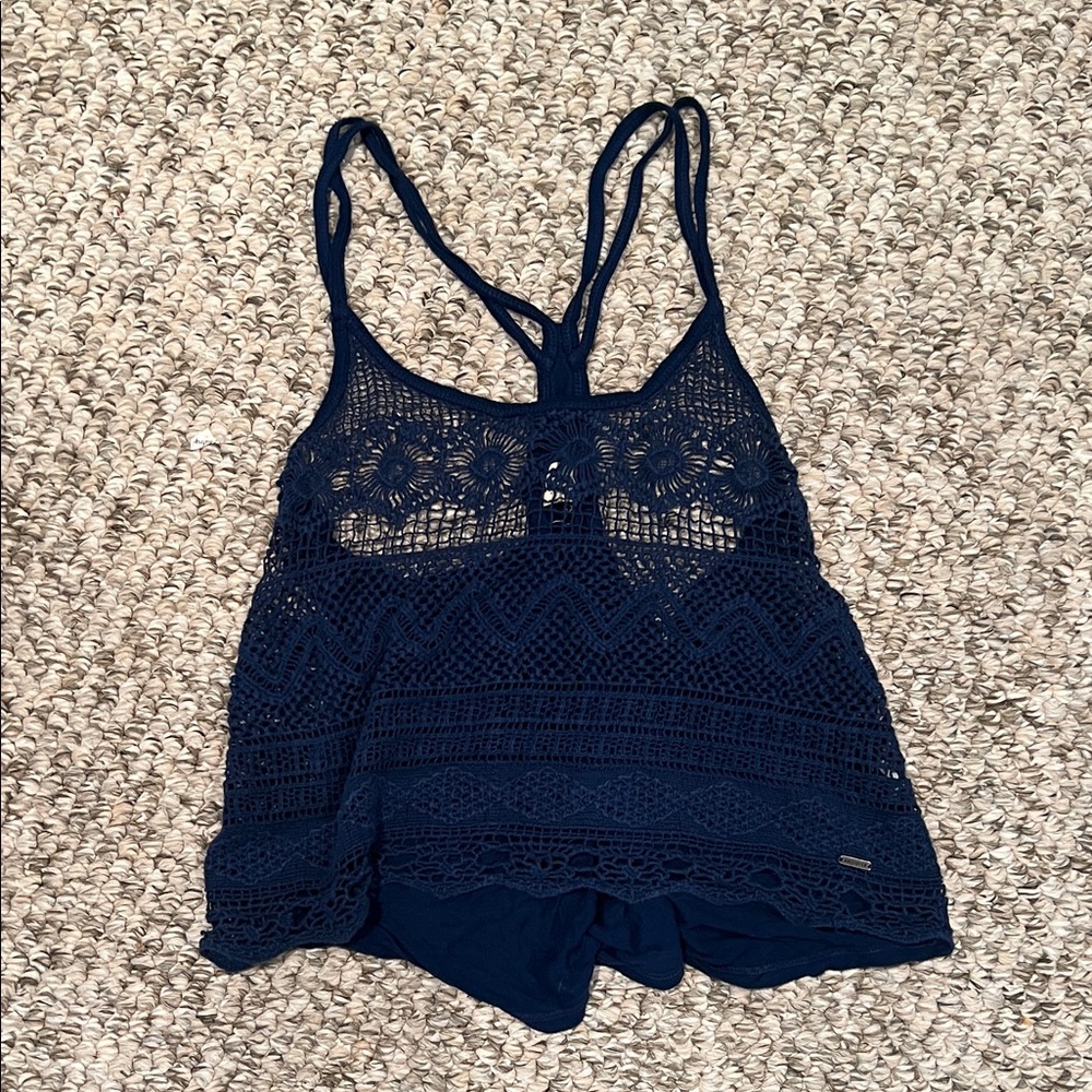 Hollister Dark Blue Crochet Top